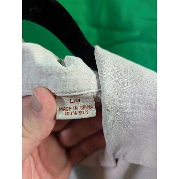 Tommy Bahama Silk Shirt Cream Relax Island Style Men's Large - Picture 5 of 6